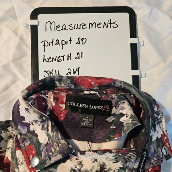 Colleen Lopez Ladies  Green Floral Print Bomber Jacket Size M - Picture 9 of 9